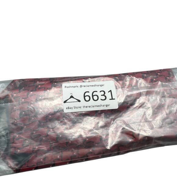 Wolf Mark Vintage Dress Tie 100% Silk Red Dress Heart Pattern 59" 4" - Picture 9 of 9